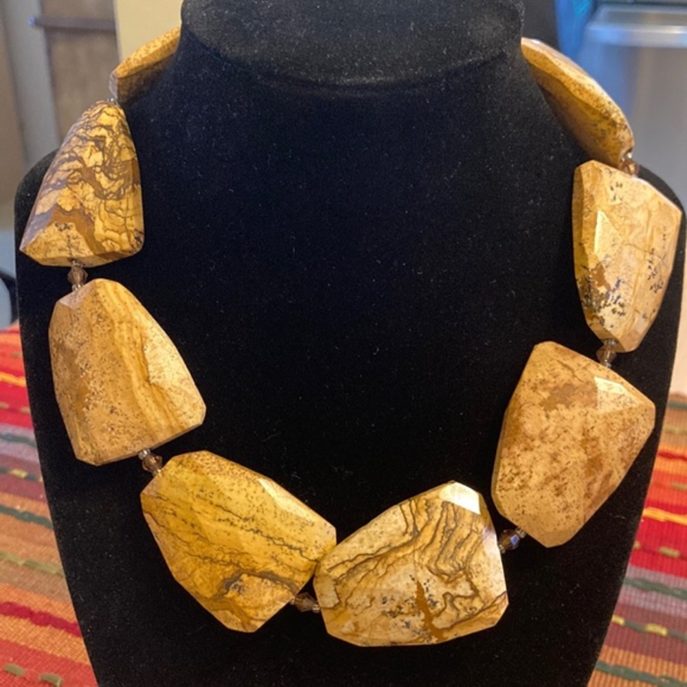 Chunky beaded faceted Jasper stone necklace
